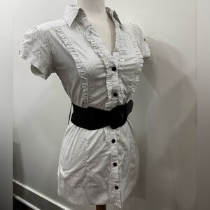 Dolled Up White and Black Striped Shirt